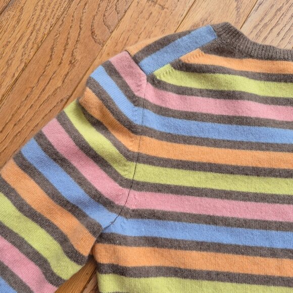 Talbots Cashmere Pastel Stripe V-Neck Pullover Sweater Size Small - Picture 4 of 10